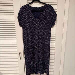 Madewell Navy Dress with Pink Floral Pattern